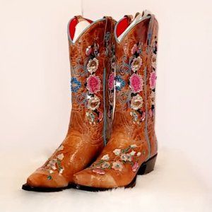 Macie Bean Boots Floral Snip Toe Size 8